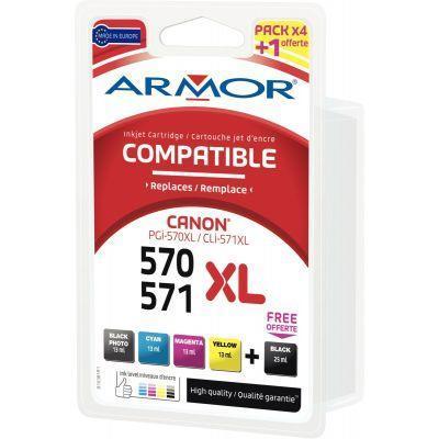 Pack de 5 cartouches d'encre compatibles Canon PGI570 / CLI571 - Noir, Cyan, Magenta, Jaune + 1 noir offert - Haute capacité_0