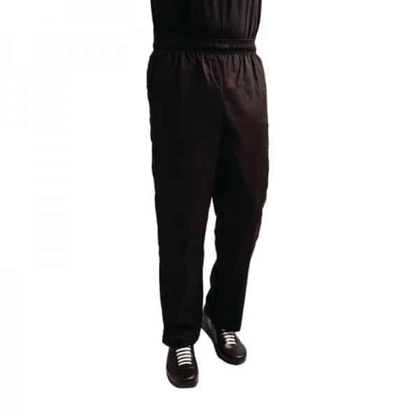 Pantalon de cuisine mixte traité au Teflon noir (Taille: S - Tour de taille : 76-82 cm)_0
