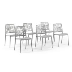 RATTATAN Set 6 Chaises Empilables en Polypropylène avec fibre de verre pour Jardin ou intérieur, hydrofuges et résistantes, design moderne - ALINA_0
