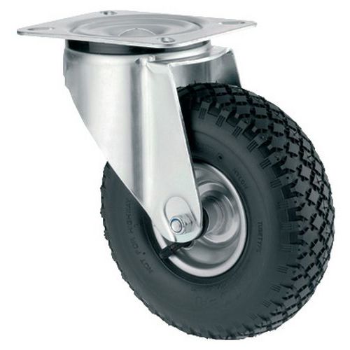 ROULETTE PIVOTANTE PNEUMATIQUE FORCE:200 KG DIA:260 MM - TENTE