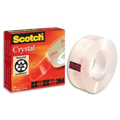 RUBAN ADHESIF SCOTCH CRYSTAL CLEAR 600 - HAUTE TRANSPARENCE - 19 MM X 66 M