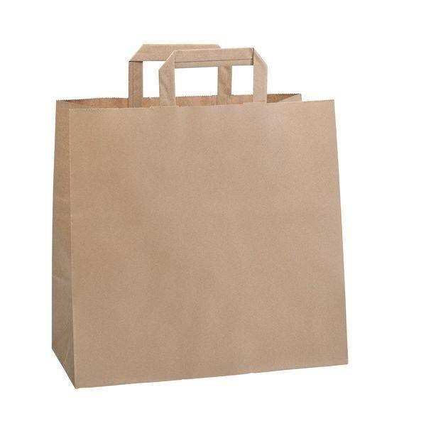 Sac traiteur kraft brun - poignées plates - 26x16.5x25cm - par 50_0