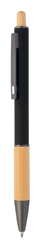 Stylo à bille en aluminium recyclé - Embase en bambou - Finitions bronze - Encre bleue_0