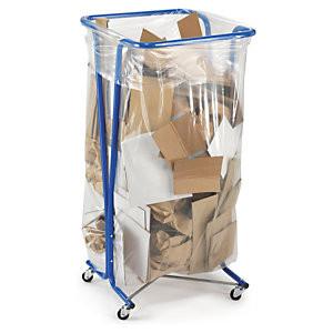 SUPPORT SAC POUBELLE À ROULETTES 400L - BLEU