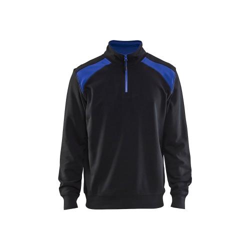 SWEAT CAMIONNEUR AVEC DÉTAIL AUX ÉPAULES - NOIR ET BLEU ROI - L BLAKLADER