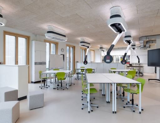 Système de média au plafond innovant et élégant avec fourniture d'électricité, de données, de gaz ou d'air comprimé en trois dimensions  -  Fly One®_1