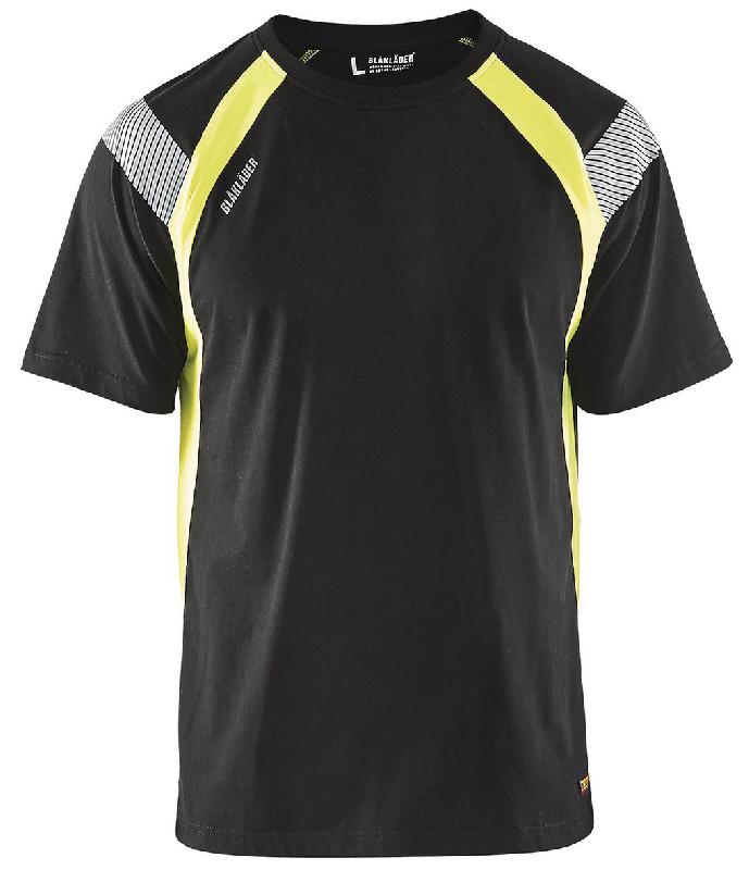 T-SHIRT NOIR/JAUNE FLUORESCENT TAILLE M - 333210309933M - MANUTAN COLLECTIVITÉS