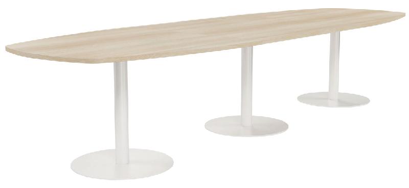 TABLE CONFÉRENCE ELGA PIED COROLLE 360X113 CM PLATEAU MÉLAMINÉ ACACIA/BLANC - MANUTAN COLLECTIVITÉS