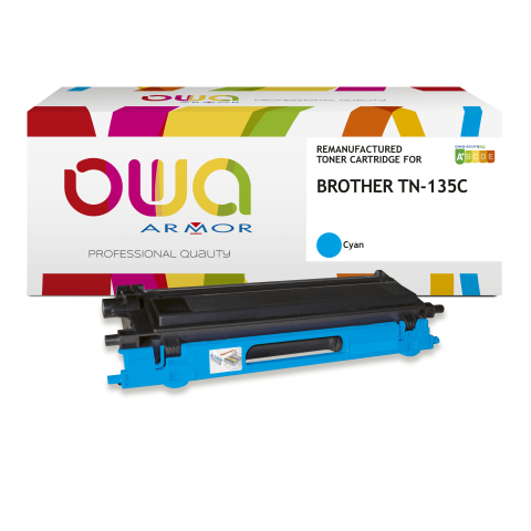 TONER REMANUFACTURÉ OWA - HAUTE CAPACITÉ - CYAN - POUR BROTHER TN-135C - TONER COMPATIBLE