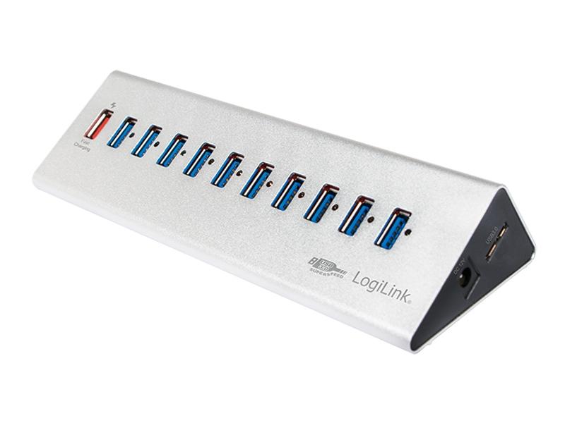 LOGILINK USB 3.0 HUB 10 PORT + 1X SCHNELL-LADEPORT (SILVER) UA0229_0