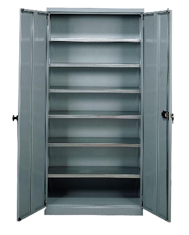 Armoire haute vide avec 6 tablettes réglables - portes battantes fermant à clé - structure métallique_0