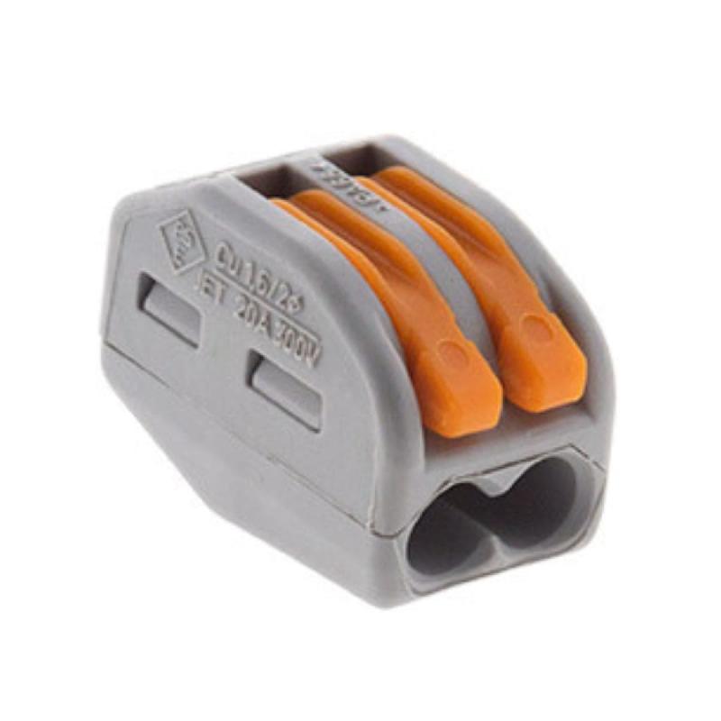 Borne automatique à cliquet S222 - Connexion rapide à leviers - 2 entrées - Fils rigides et souples jusqu'à 4mm² - Orange - Wago_0
