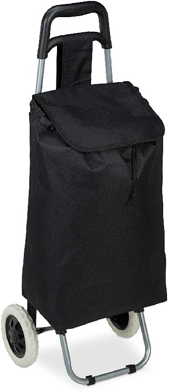 CHARIOT DE COURSES PLIABLE SAC AMOVIBLE 28 LITRES CADDIE POUR ACHATS  ROULETTES NOIR 13_0000707_3