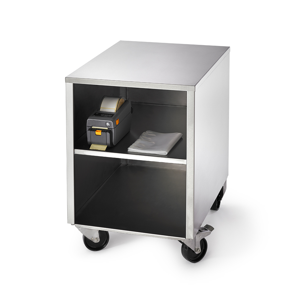 Chariot inox sur roulettes - 1 étagère et 2 compartiments - pour machine sous vide et accessoires_0