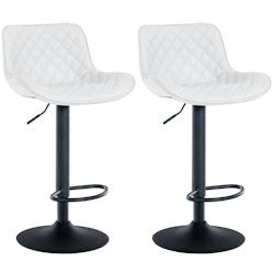 CLP Lot de 2 Tabourets de bar Minosa réglables et pivotants Blanc /Similicuir - blanc polyester 322845_0