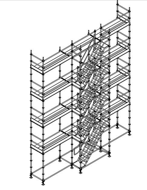 Échafaudage en acier certifié EN12810 pour travaux de construction et restauration.
