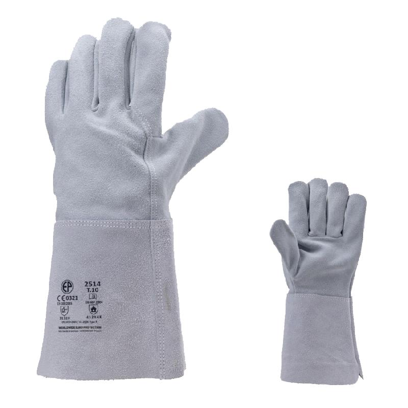 Gants de protection soudeur croûte vachette manchette 15cm gris t10 - mo2514 - 552732_0