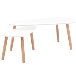 Helloshop26 - Ensemble de tables basses lot de 2 bois de pin massif blanc 02_0042129 - 3000213666465_0