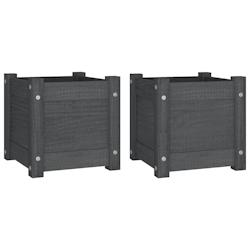 Helloshop26 - Jardinière bac lit surélevé plantes fleurs jardin terrasses d'extérieur lot de 2 31 x 31 x 31 cm bois de pin gris 02_0038888 - 30002_0