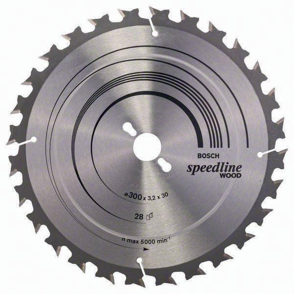 Lame pour scie circulaire Bosch - 300 mm - 28 dents - perçage 30 mm - largeur de coupe 3,2 mm - HM - Speedline Wood_0