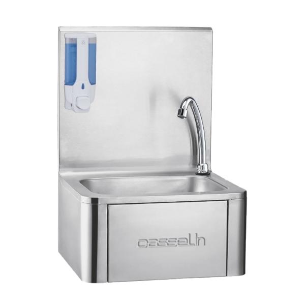 Lave-mains Casselin - acier inox AISI 304 - commande fémorale temporisée et distributeur de savon 500 ml_0