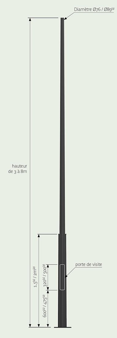 Mât d'éclairage public compo-conique / en acier galvanisé thermolaqué_1