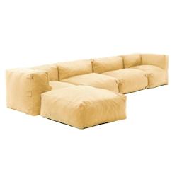Oviala Business Canapé d'angle modulable 5 places jaune clair - jaune polyester 115037_0