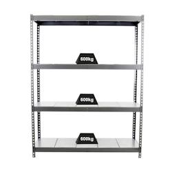 PROREGAL Étagère pour charges lourdes METAL BEAST FOUR | HxLxP 200x180x45cm | Charge du compartiment 600kg | Gris - gris métal PR_RS17-14_0