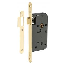 Serrure encastrable pour porte intérieure, axe 50mm, bouts ronds, laiton poli verni - THIRARD - doré 3150260192209_0