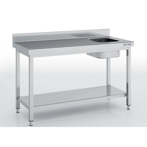 Table de chef en inox 1000x600x600 avec bac à droite - MCCD70-100DE_0