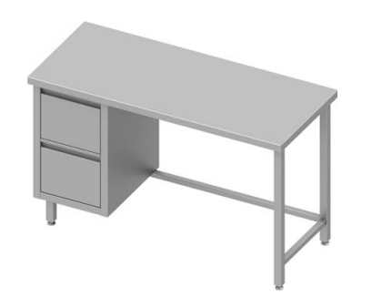 Table de travail inox centrale avec deux tiroirs  à gauche sans étagère 900x600x900 soudée - 932716090_0