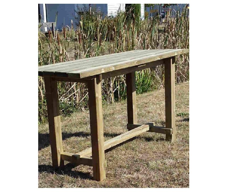 Table haute mange-debout en bois - Certifiée PEFC - Traitement autoclave - Dimensions 2000x750x1100 mm_0