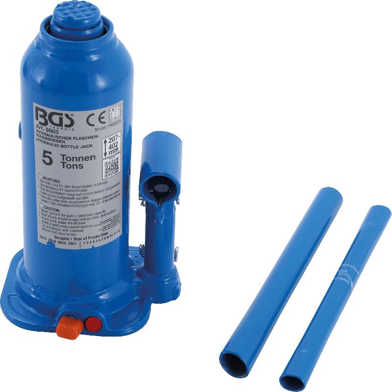 Cric à vérin hydraulique BGS 9883 - 5 T - acier massif avec tige de piston télescopique_0