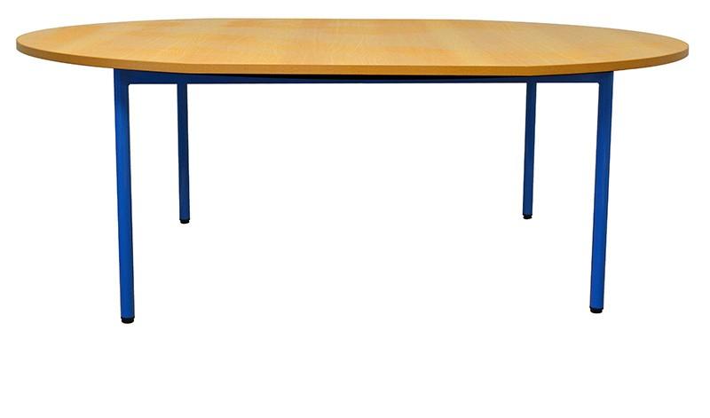 Table maternelle ovale Frida - 120/150x90 cm - Mélaminé ou stratifié - Piétement acier M1_0
