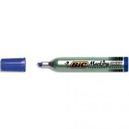 BIC MARQUEUR PERMANENT POINTE BISEAU CORPS MÉTAL GRANDE CONTENANCE ENCRE BLEUE ONYX MARKER 1591