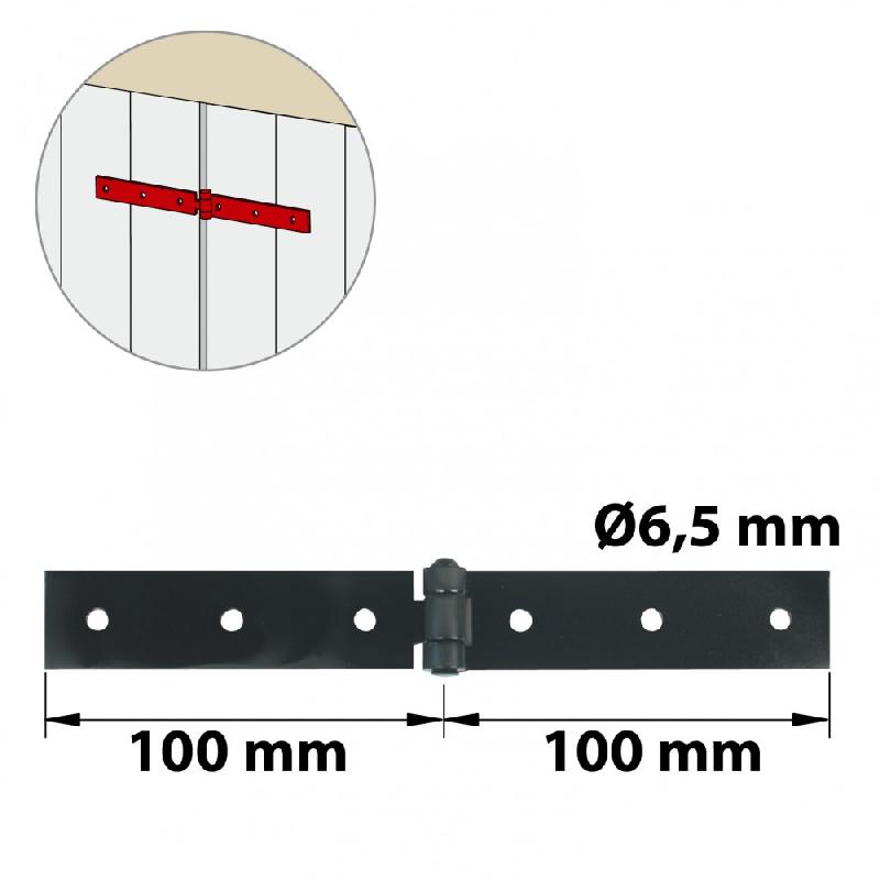 Charnière forte en acier noir pour volets battants - l.40 x L.100 mm - AFBAT - Prépeint - Fabrication française_0