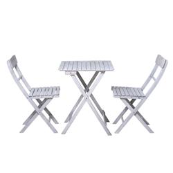 Möbilia Ensemble 3 pièces | 2 chaises, 1 table | Finition vintage | Pliable | Acacia gris - gris Bois massif 31020012_0