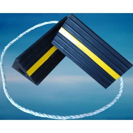 Paire de cales de roues en caoutchouc - 24 cm avec cordes - 95% recyclé - Compatible GPU, avions, tracteurs et camions_0