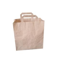 Sac kraft brun 32 x 16 x 16 cm - poignées plates - 75 g/m² - contact alimentaire - Evenplast 377095_0