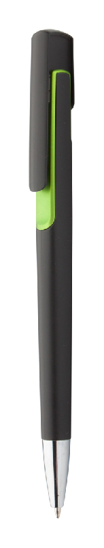Stylo à bille en plastique - décoration colorée - embout chromé - encre bleue - couleur verte_0