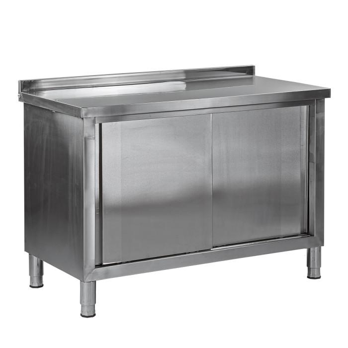 Table de travail inox - 2 portes coulissantes - 120 x 60 cm_0
