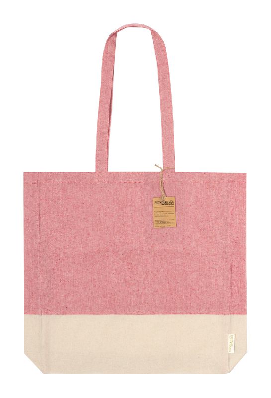 Tote bag - coton recyclé bicolore avec soufflet et anses longues - 120 g/m²_0