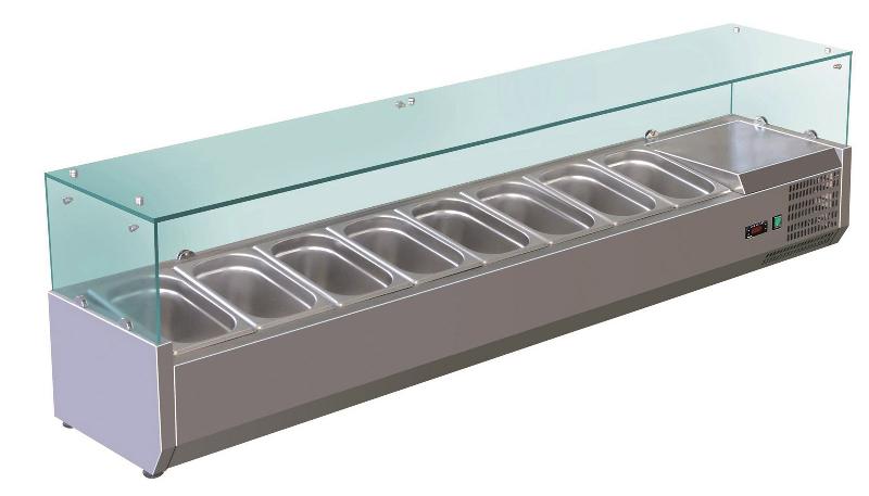 Vitrine à ingrédients inox +2/+8°c verre droit 7 gn1/3-150 non compris - VRX1600/380_0