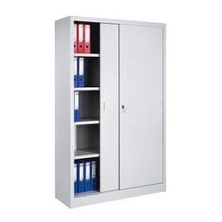 Armoire basse monobloc avec portes coulissantes - 2 étagères réglables - Tôle d'acier finition Epoxy_0