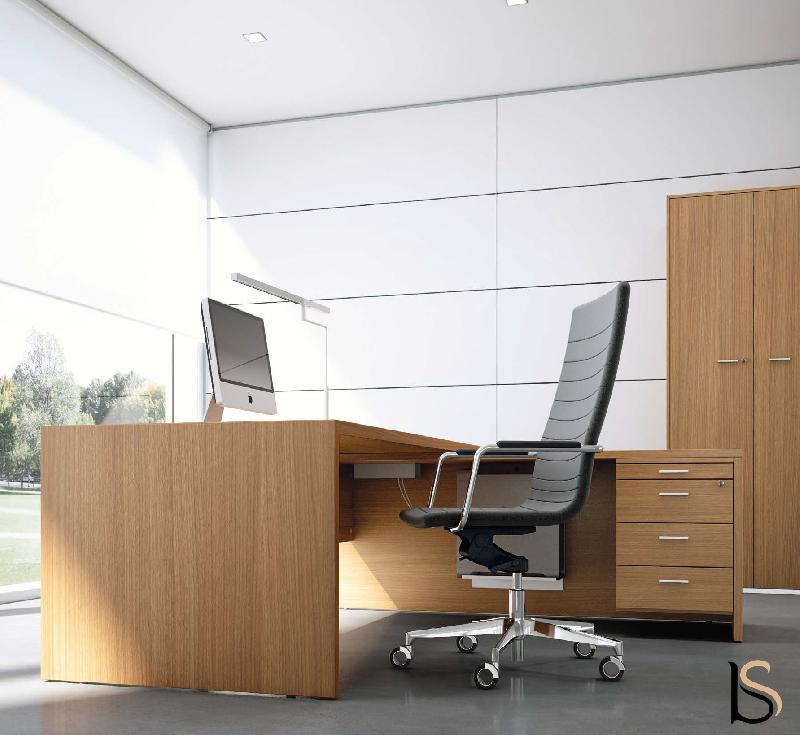 Bureau avec retour T45 finition bois- Quadrifoglio. - 220, Noyer canaletto, Droite_1