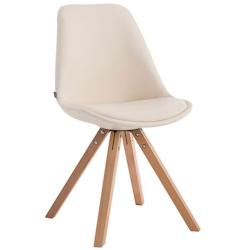 Décoshop26 - Chaise de cuisine salle à manger scandinave assise en PVC crème 4 pieds en bois forme carré clair 10_0003407 - 3000251565720_0