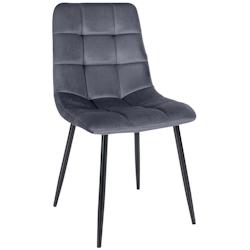 Décoshop26 - Chaise de salle à manger x1 coutures décoratives carrées en tissu velours gris foncé et métal noir 10_0002135 - gris 3000250856355_0