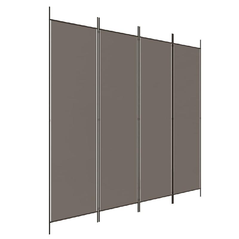 Décoshop26 - Paravent séparateur de pièce cloison 4 panneaux 200 x 220 cm tissu anthracite et fer DEC030826 - 3000258142047_0