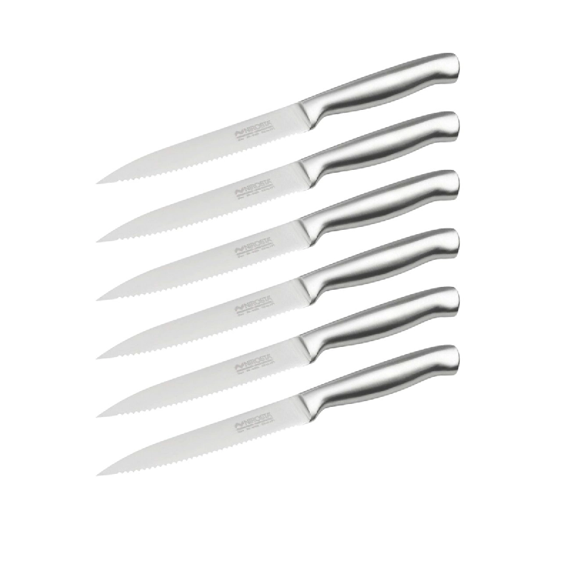 Ensemble de 6 Couteaux de cuisine professionnel 24 cm lame crantée Nirosta Star - gris Acier inoxydable 18/10 3176239932034_0