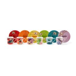 Excelsa lot de 6 tasses à café avec des soucoupes Fuji porcelaine 10 cl multicolore - multicolore porcelaine 64938_0